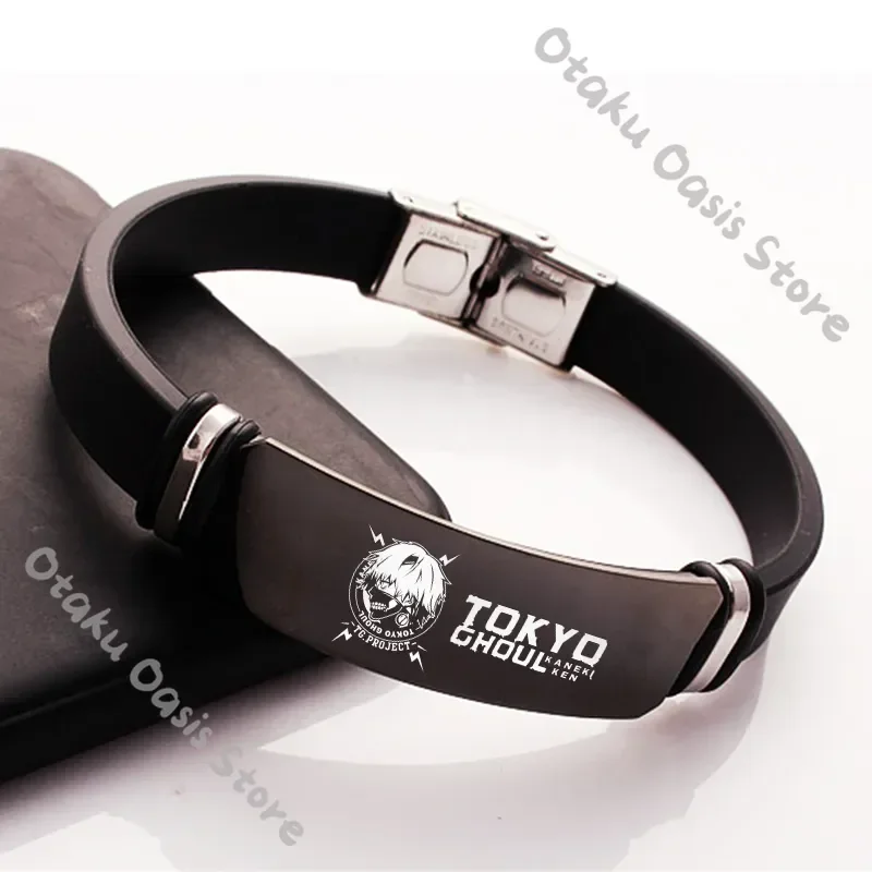 Tokyo Ghoul Kaneki Ken Handstring Titanium Steel Sports Animation Bracelet Silicone Wristbands Creative Gifts Ornaments Students