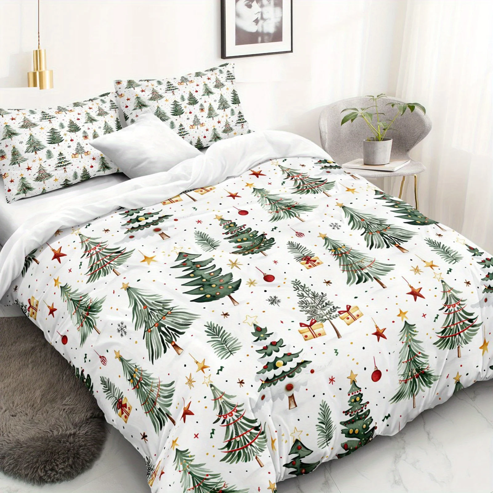 Weihnachtsbaum Bettwäsche Set 3D Gedruckt Bettbezug Set Einzel Twin Doppel Größe Wohnkultur Bettbezug Set Weihnachtsgeschenk für Kinder – Detail 6