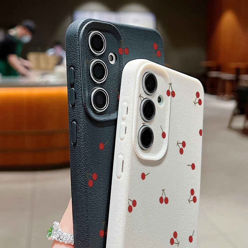 Cute Cherry Case For Samsung Galaxy S25 S24 S23 S22 Ultra S21 FE A14 A15 A16 A25 A26 A34 A35 A36 A52 A53 A54 A55 A56 5G Capa - náhled 5