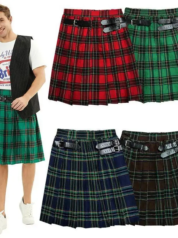 

i National Men's Skirt loween Performance Costume Pleated ort Skirt Stage Performance orm Women's Hanfu