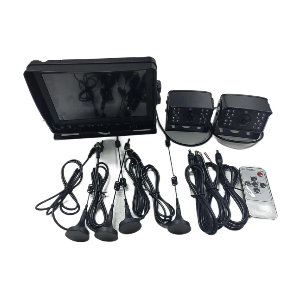 Kit de monitoreo de vigilancia inalámbrico para camión, tarjeta SD de 2 canales, pantalla de 7 pulgadas, AHD, 1080P