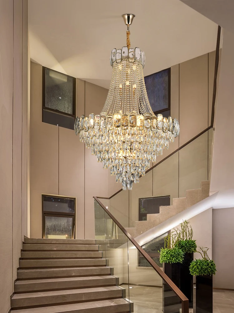 

Modern loft chandelier lighting luxury gold home decor hanging crystal light fixture living dining room led cristal lamps