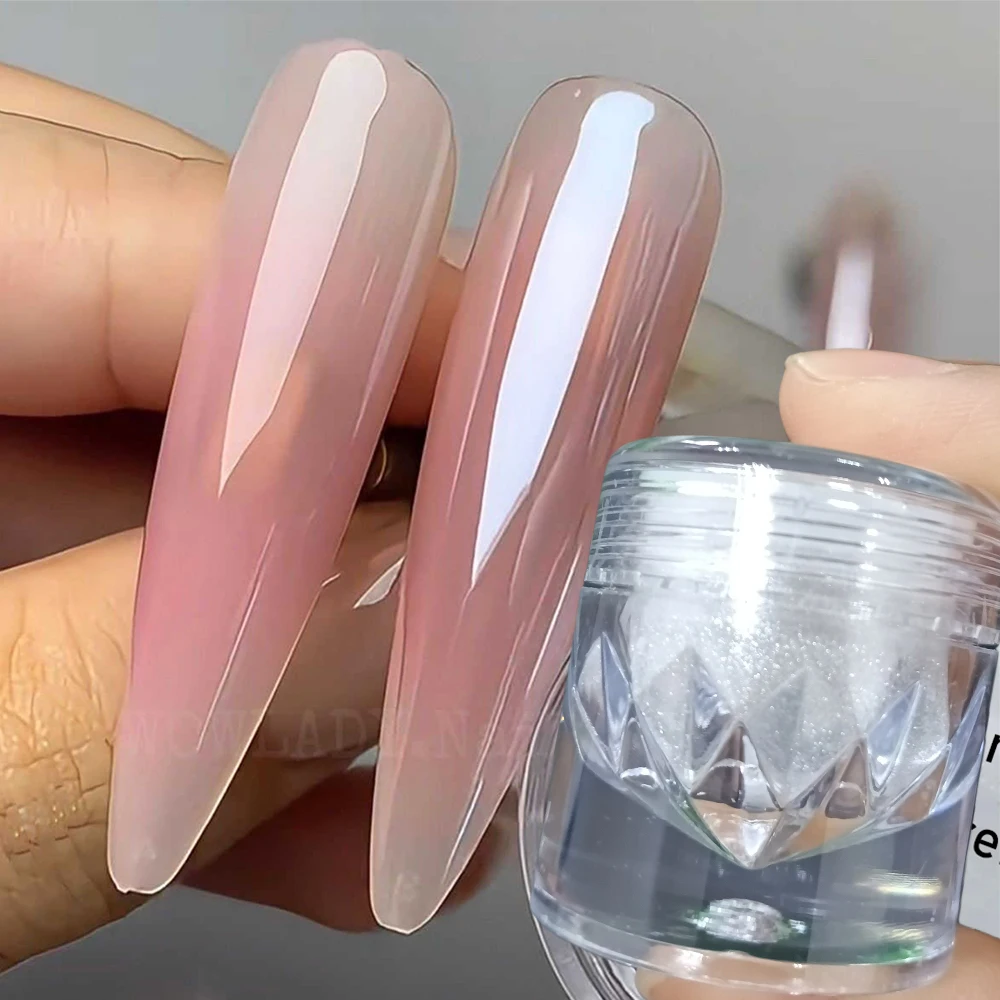 2 Jars Ice Clear Mirror Aurora Chrome Powder for Nail Bright Moonlight Pearl White Rubbing Powder DIY Manicure Chrome Flash Dust