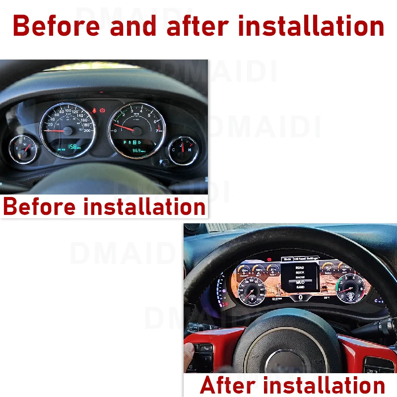 LCD Dashboard For Jeep Wrangler 2011 - 2017 Linux System Car Auto Instrument Panel Modified And Upgraded LCD Multifunctional