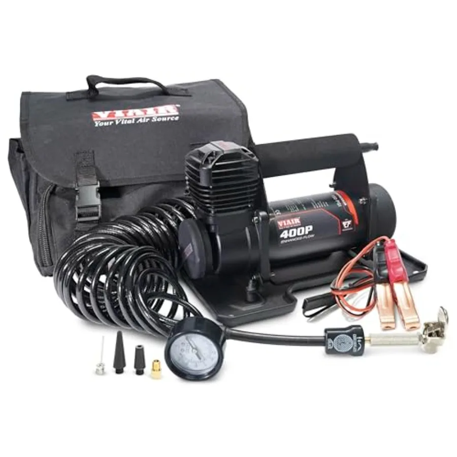 

400P EF Enhanced Flow 12V Portable Air Compressor for Truck SUV Offroad Tire Inflator 150 PSI with SAE Alligator Clips Bl