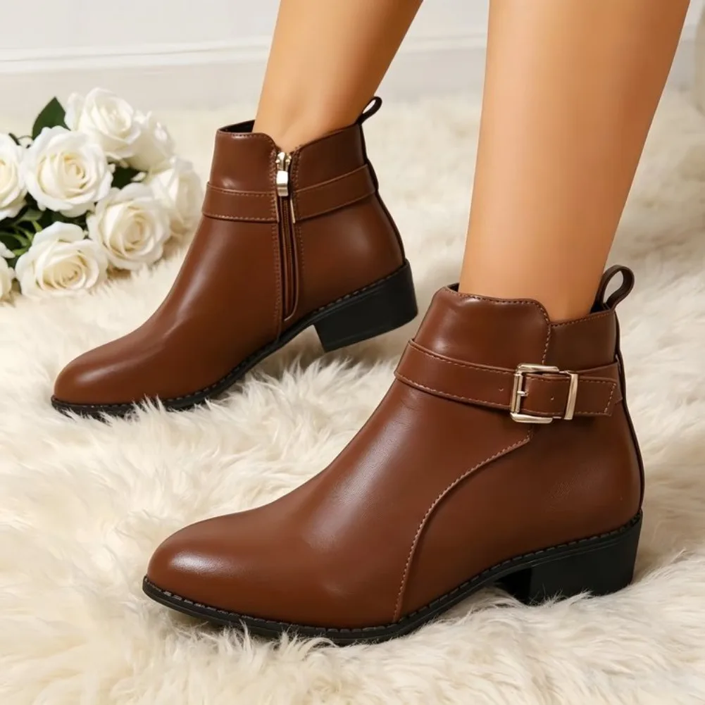 Neue Damenstiefel aus hochwertigem Leder, Freizeitstiefel mit seitlichem Reißverschluss, Damen-Knöchelstiefel, klassischer schwarzer Lederstiefel, Bottines Femmes – Detail 3