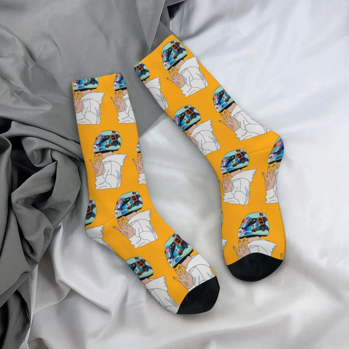 Colorful Daniel Ricciardo Number 3 Helmet Football Crew Socks Merch All Seasons Warm Middle Tube Socks Suprise Gift for Men