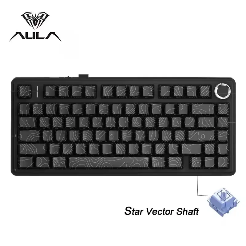 AULA F75 Wireless Gaming Mechanical Keyboard RGB Light Customized 75% Layout Tri Modes Contour Side Carved PBT Keycap Keyboard