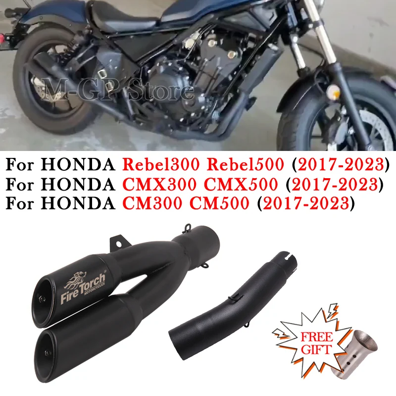 Slip On For HONDA Rebel 500 300 CM500 CM300 CMX500 CMX300 2017 - 2023 Motorcycle Exhaust Pipe 51MM Muffler DB Killer Escape Moto 