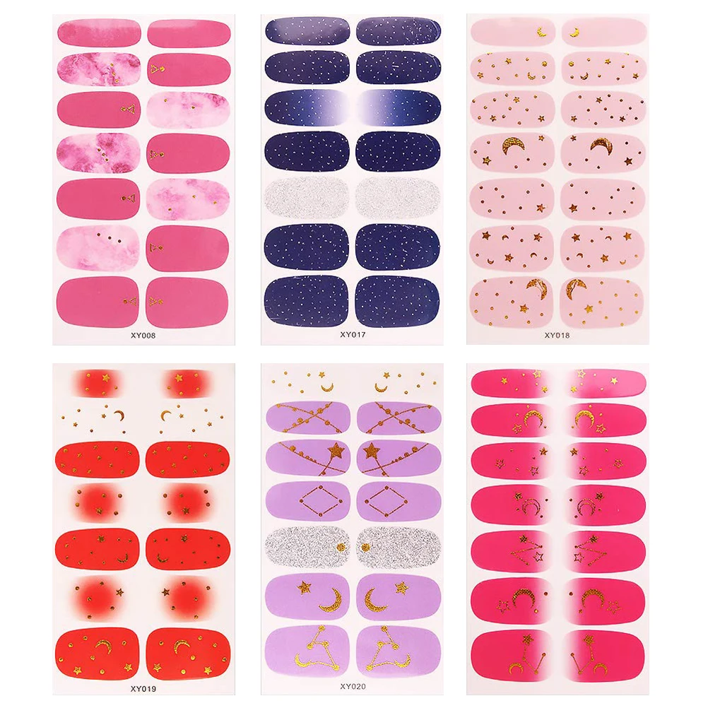 

6pcs 6 Sheets Night Nail Stickers Creative Nail Art Decals Christmas Xmas Manicure Stickers Holiday Party Women Diy Decor