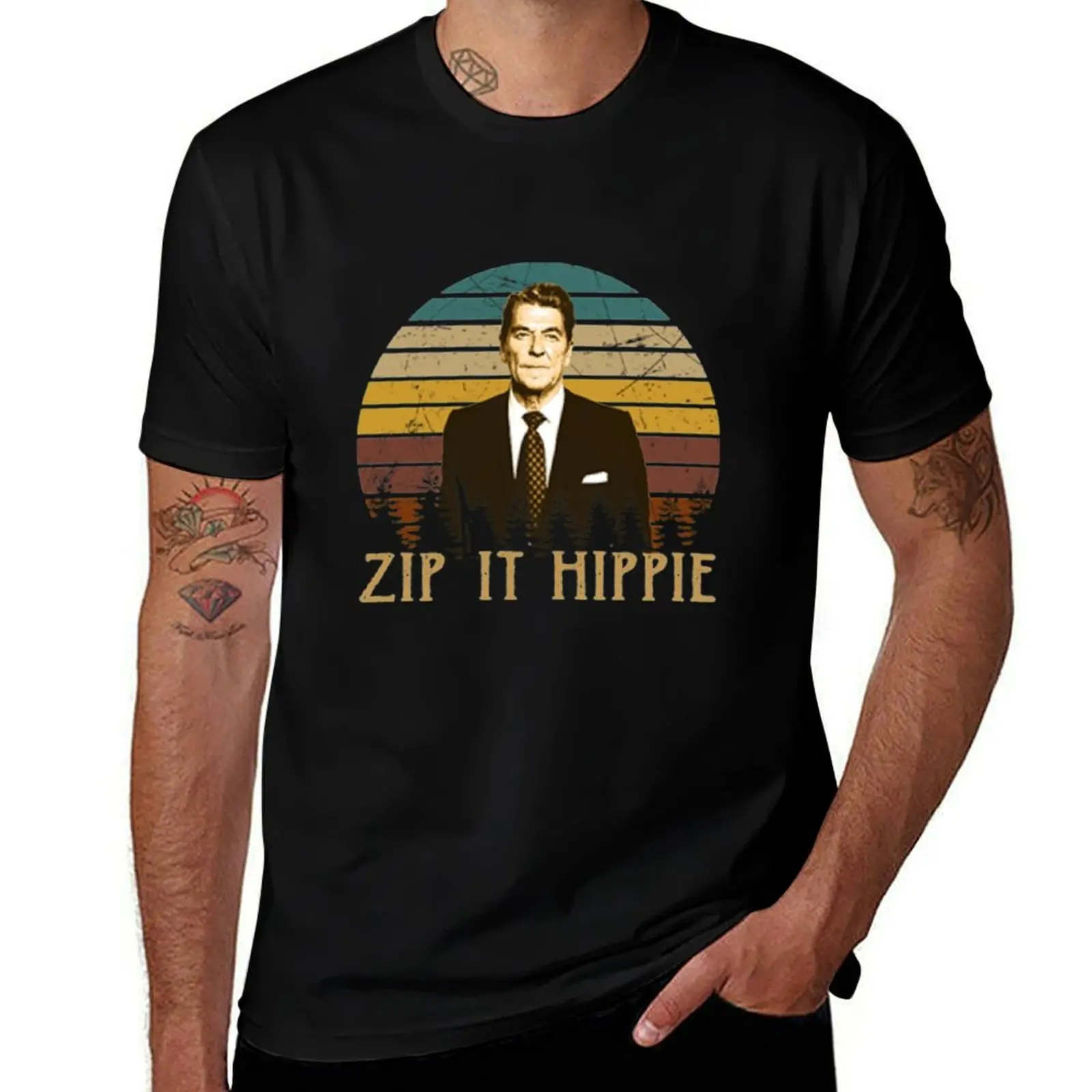 

Vintage Ronald Reagan Love Zip It Hippie T-Shirt cute tops tops graphic t shirt vintage man t shirt men t shirts