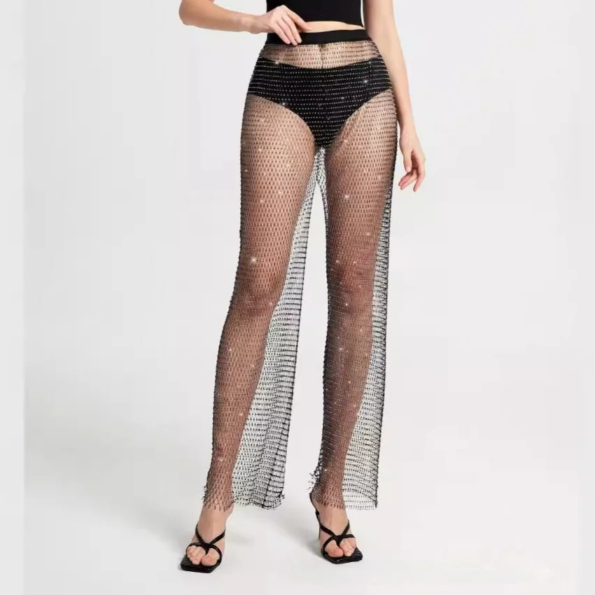 

Сексуальные широкие брюки Fiing Net, повседневные женские прямые брюки через границу, Cleanfit Sle, свободная талия, высокая эластичность