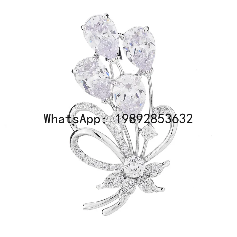 

PYJ Zircon Flower Brooch Simple Fashion Brooch Clothing Accessories Flower Brooch