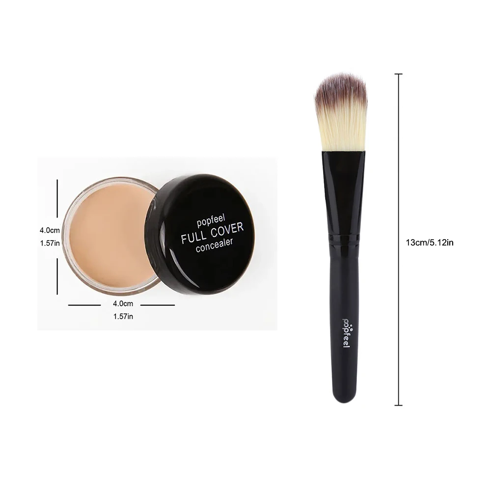 5 色アイソレートコンシーラー + ファンデーションブラシダークアイサークルニキビ跡そばかすハイライトコンシーラーを隠す