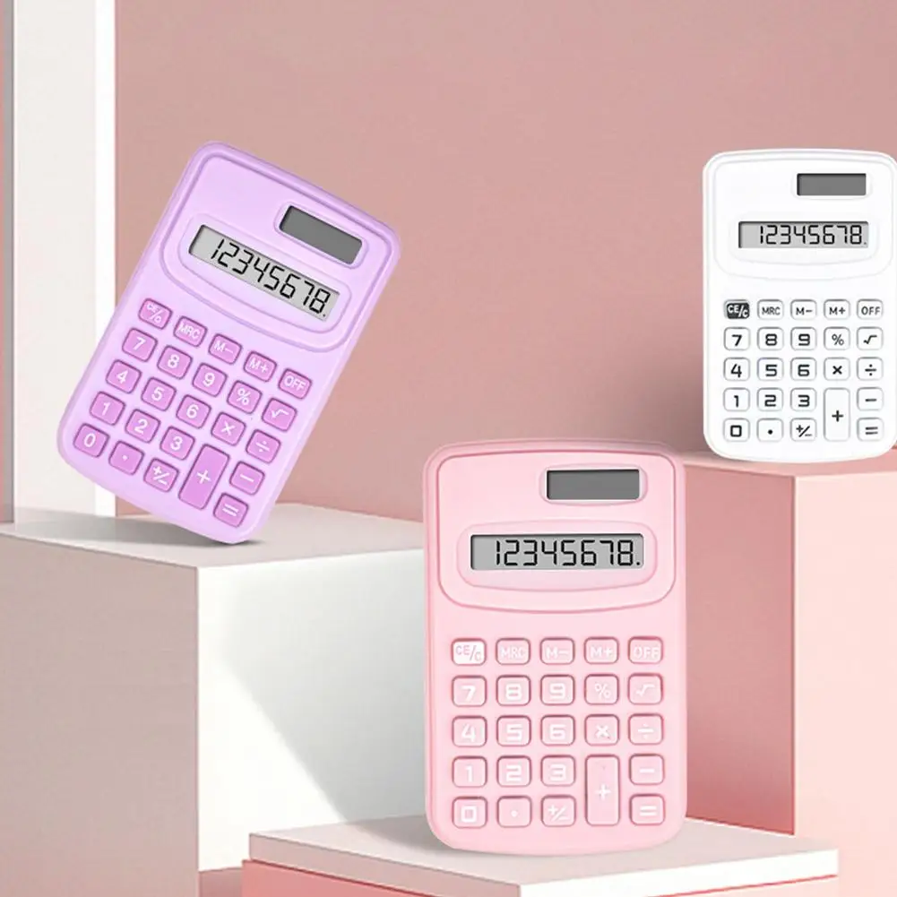 Calculadora de bolsillo bonita para negocios, Mini calculadora con pantalla grande LED de 8 dígitos y botón grande, calculadora para estudiantes, 2 uds.