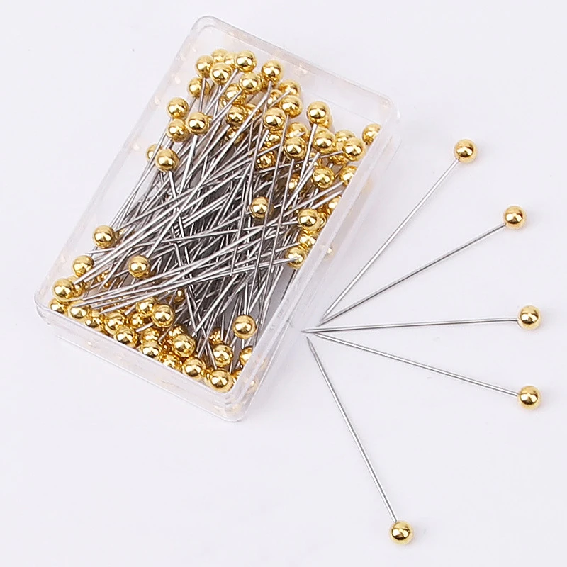 100Pcs/Box Sewing Pins Round Pearl Ball Multicolor Head Pins Straight Quilting Pins For Dressmaker Positioning DIY Jewelry Decor