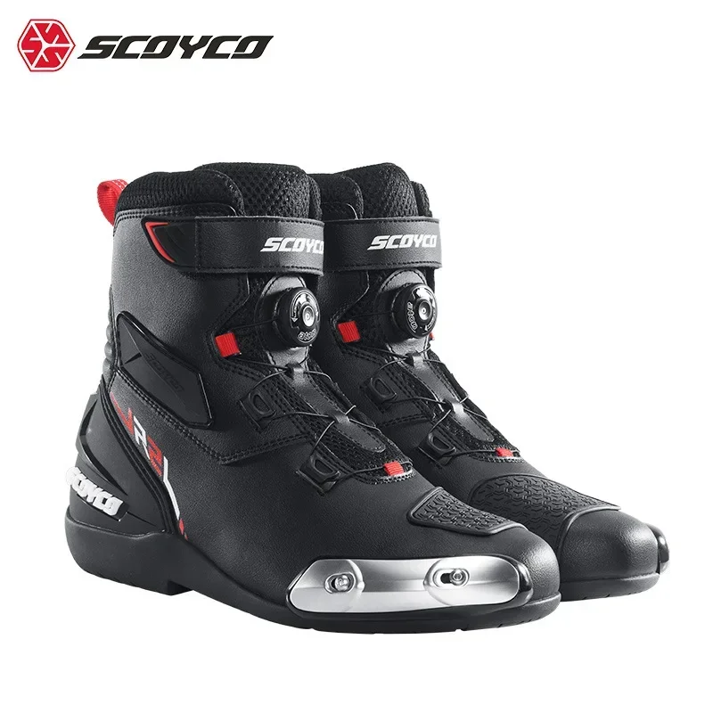 

SCOYCO Men's Motorcross Motorcycle Riding Quick Wear Microfiber Leather Locomotive Fall Prevention Moto Shoes botas motocross