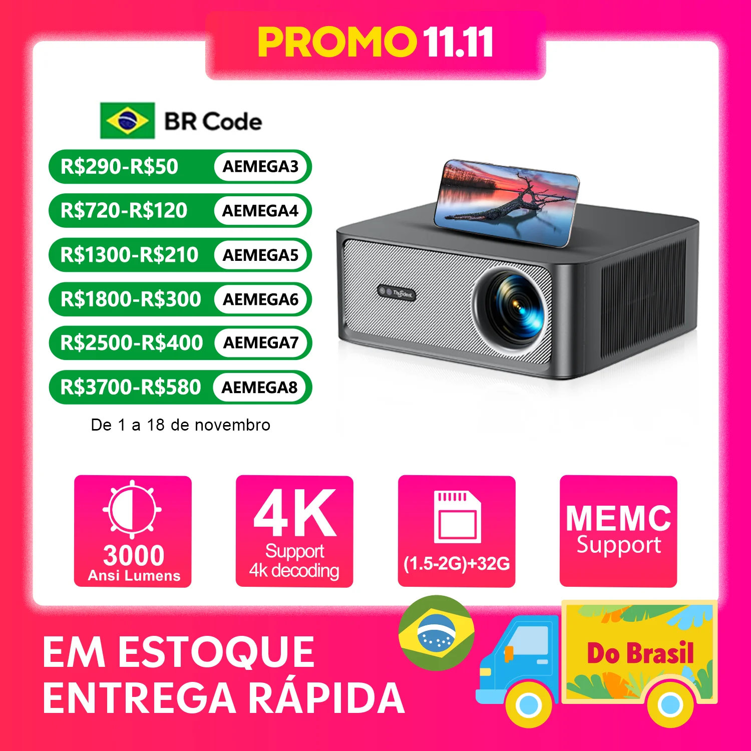 Projetores no brasil ThundeaL Projetor de imagem TD98Pro Full HD 1080p 4K Android WiFi Foco Automático Correção Keystone TD98 Pro 3D game Sistema de Cinema em Casa Inteligente Vídeo Projetor para Exterior Para notebook