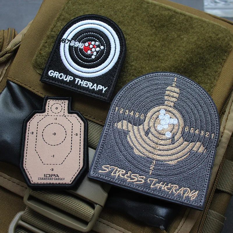 IDPA Stand Ardtarget Woven Label Patches Group Therapy 10 Rings Embroidery Tactical Badge For Clothing Vest DIY Decal