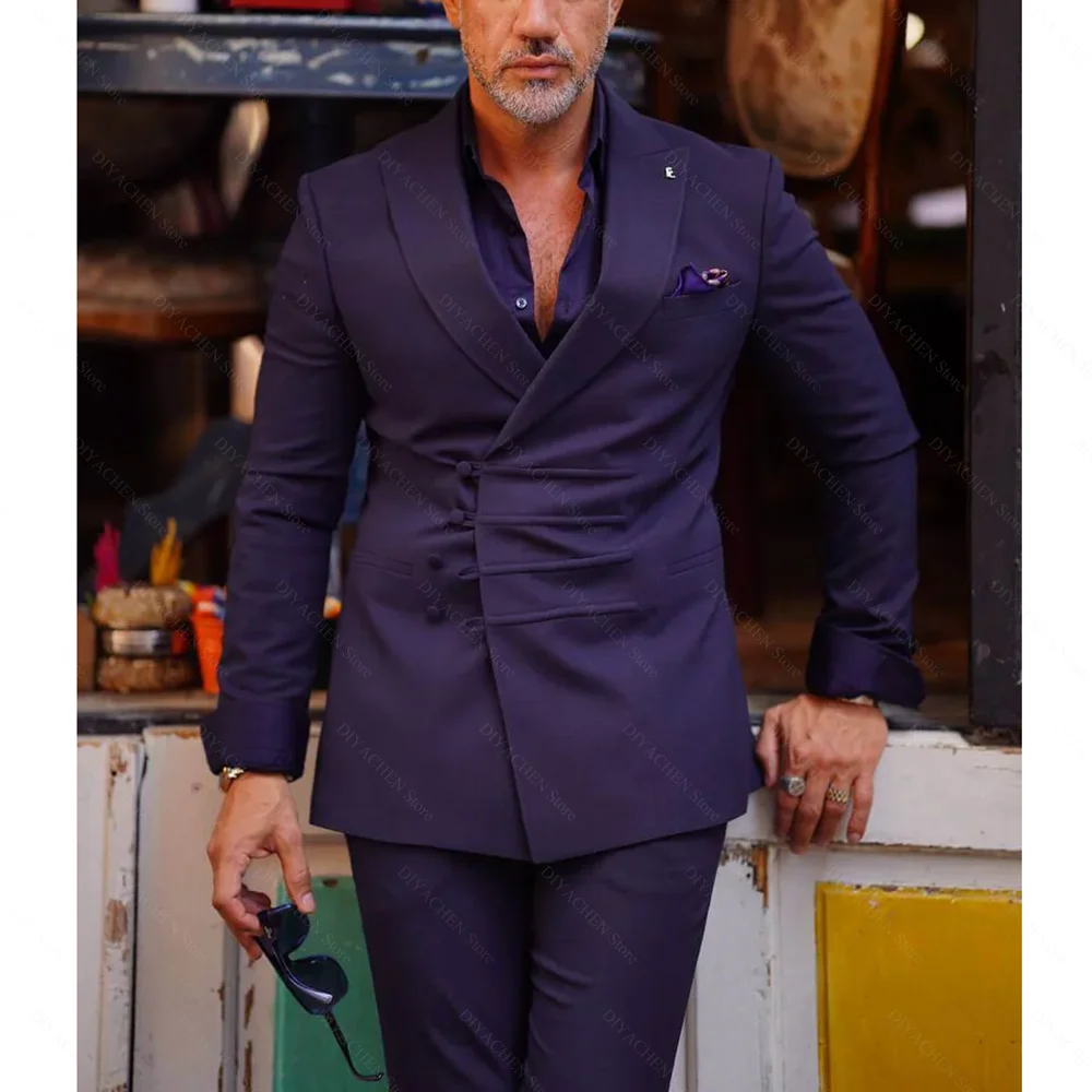 

Men Suits Two Piece Peak Lapel Single Breasted Buttons Wear Fashion Party Groom Wedding Tuxedo Slim Daily Casual Male Suit