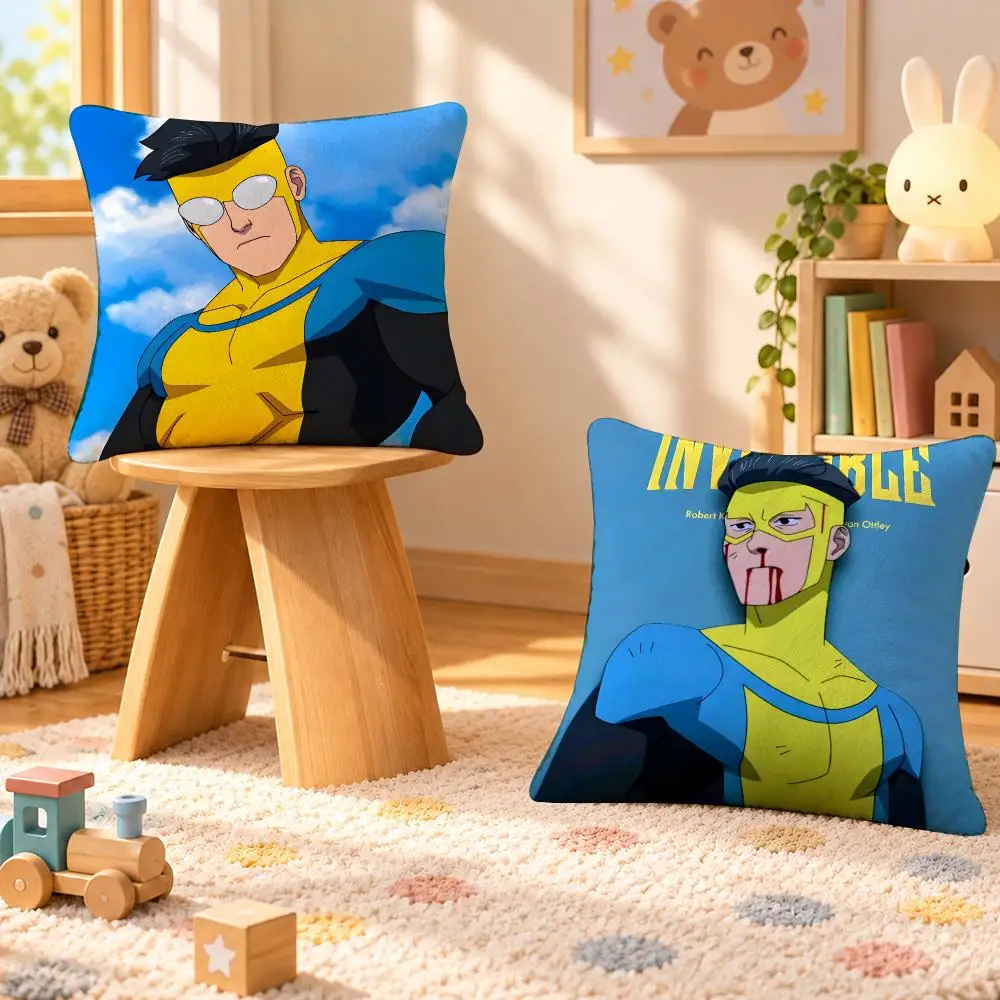 Comic Invincible Hero Dark Cushion Cover Personalized Soft Plush Pillow Living Room Home Sofa Bedroom Office Car Cushion