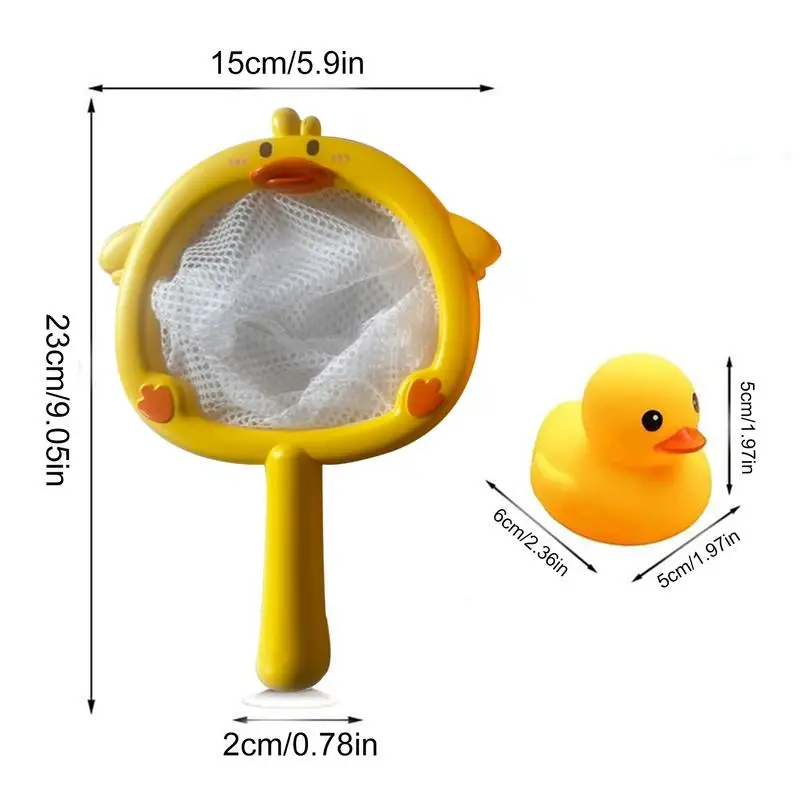 Rubber Ducks For Bath Floating Bathtub Water Toy 6 Mini Duck Toys Set With Fish Net Cute Rubber Animal Toys Funny Bathtub Toy