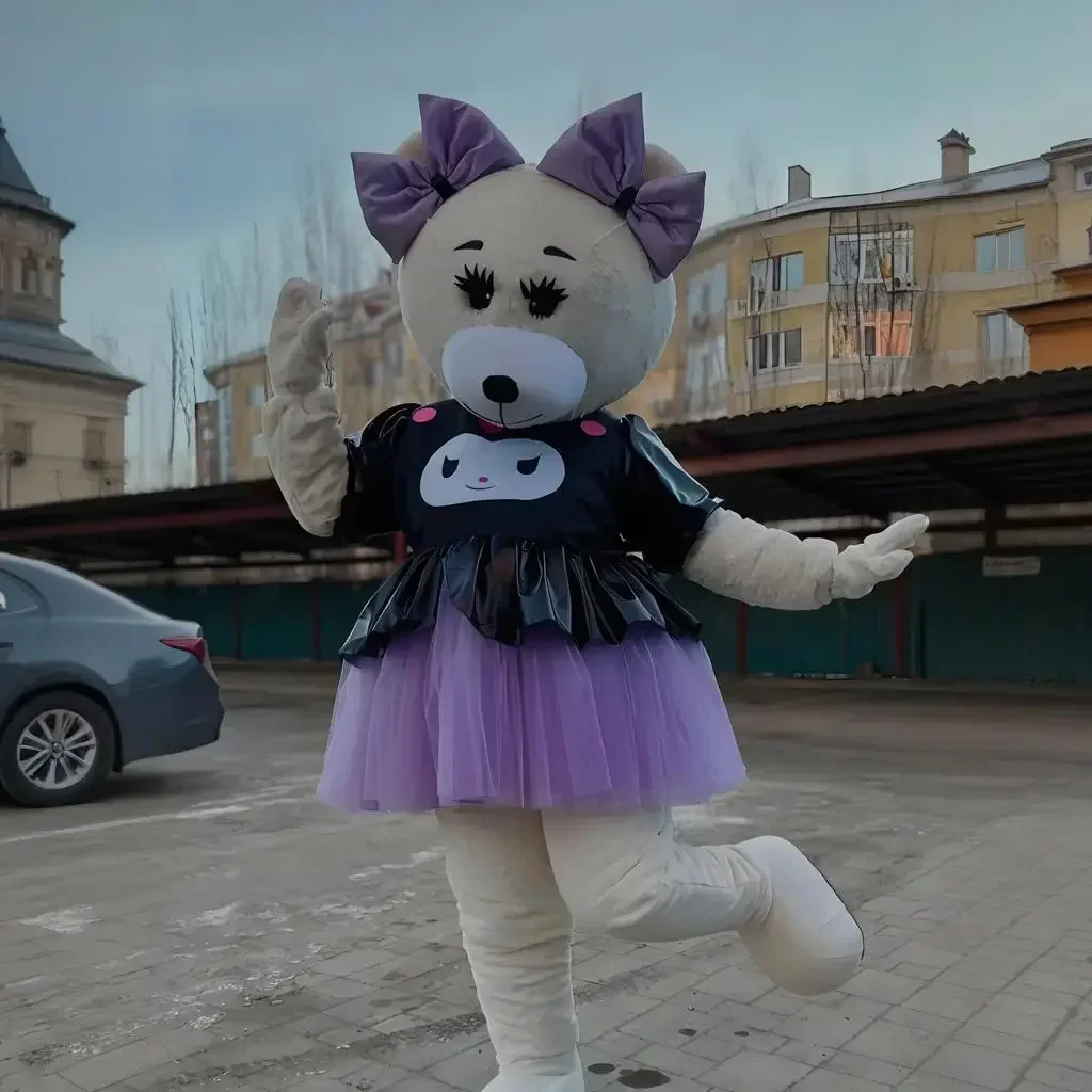 

New Cute Purple Dress Teddy Bear Cosplay Costumes Halloween Christmas Fancy Cartoon Plush Fancy Outfits Mascot