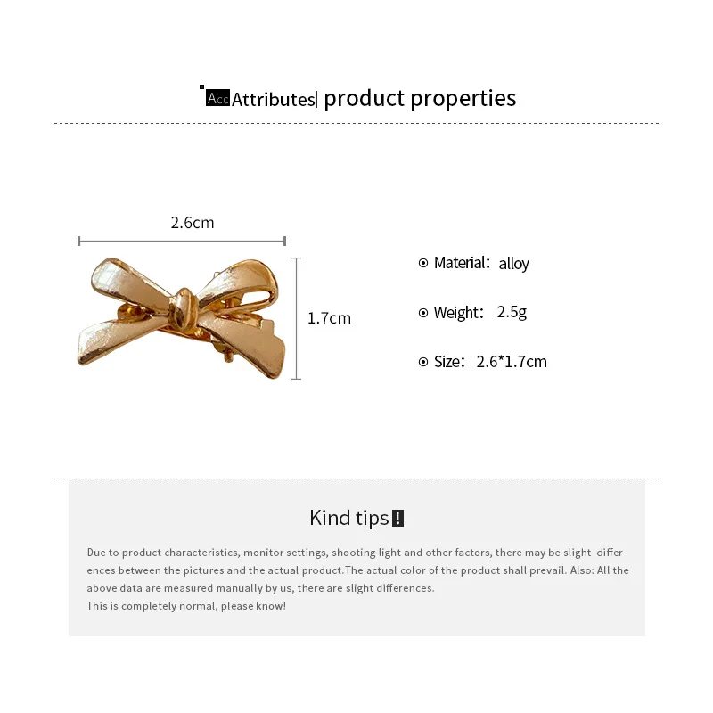 6 Pieces New GoldenBowknot Mini Small Metal Hair Clips for Women Korean Sweet Cool Girl Bangs Side Hairpins Accessories Sets image 6