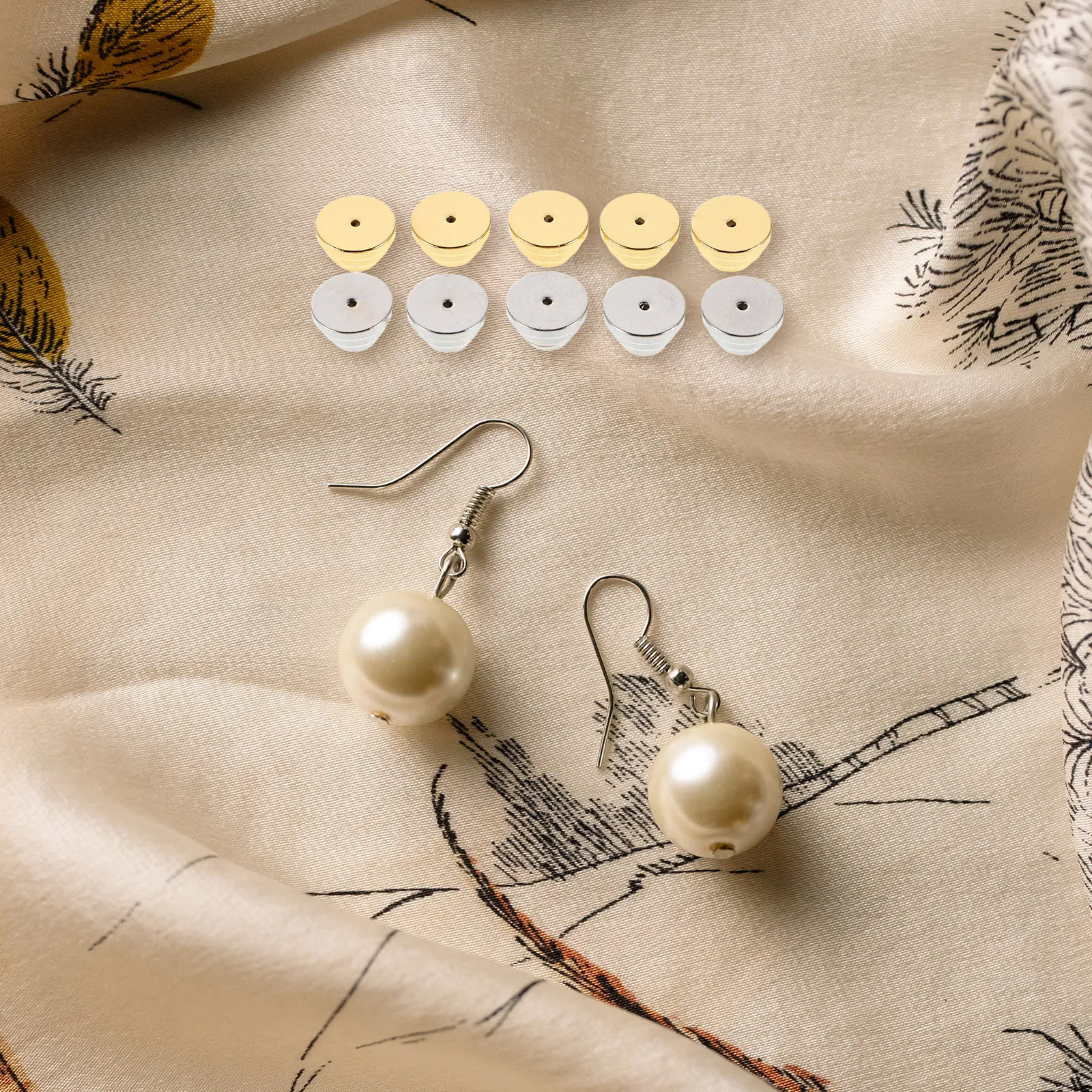 10Pcs 3-Layer Metal Earring Backs Triple-Layer Ear Stud Support Backs for Heavy Earrings Anti-Drop Secure Locking Stoppers