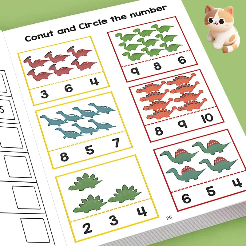 Early Learning Number Handwriting Tracing Workbook for Ages 3+, Fun Cartoon Pattern Count & Circle Number Activities Book