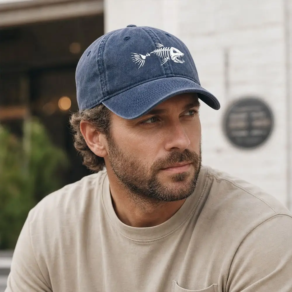 New Vintage Washed Fishbone Baseball Cap Breathable Adjustable Sunscreen Hat Distressed Visor Cap For Men Women