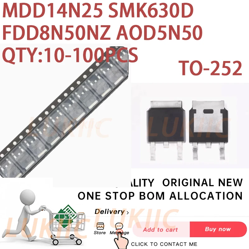 (10-100PCS) 100% New MDD14N25 14N25 SMK630D SMK630 FDD8N50NZ 8N50NZ AOD5N50 D5N50 LCD plasma tube Chipset