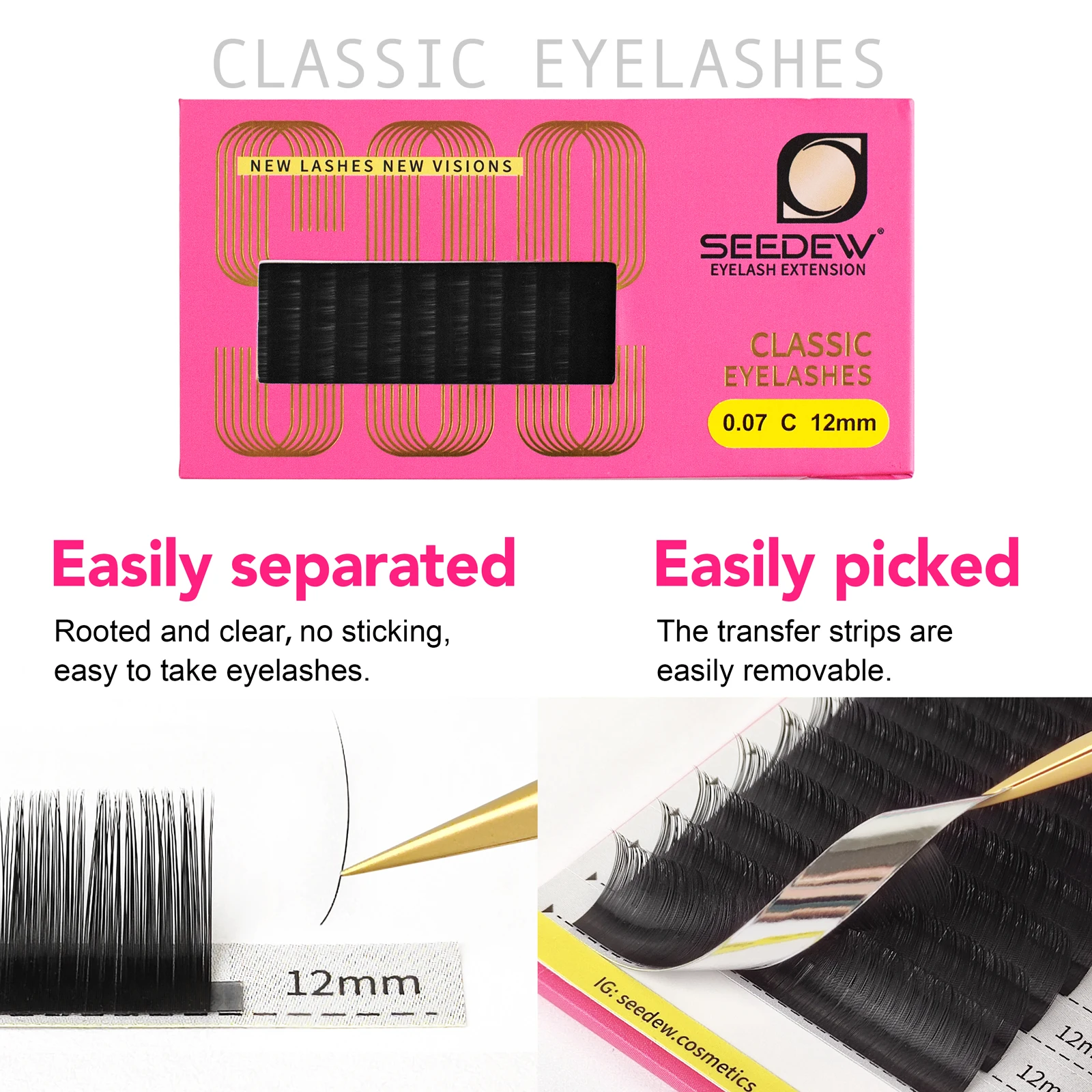 SEEDEW 0.07/0.05/0.15mm B/C/D/DD Curl Classic Lashes Faux Individual Eyelash Professionals Natural Eyelash Extensions