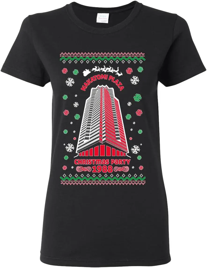 Nakatomi Plaza Christmas Party 1988 Classic McClane Ugly Christmas Sweater Womens Graphic T-Shirt