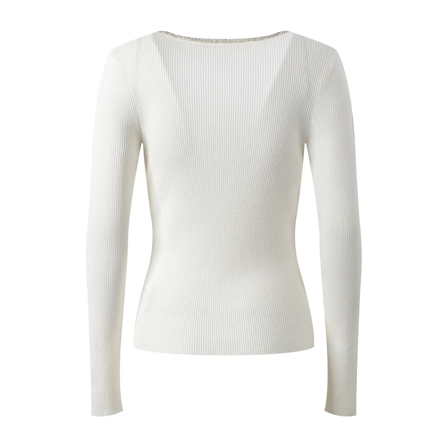   Or Base de punto irt con decoración de diamantes pesados Diseño de poliéster versátil y moderno para otoño de 2025