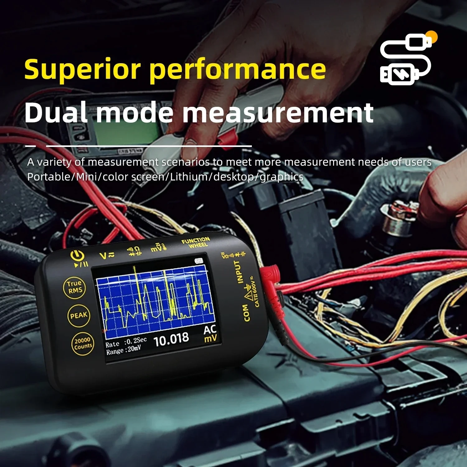 

Интеллектуальный цифровой мультиметр S450 с 20000 отсчетов для определения сигналов напряжения, температуры и напряжения аккумулятора