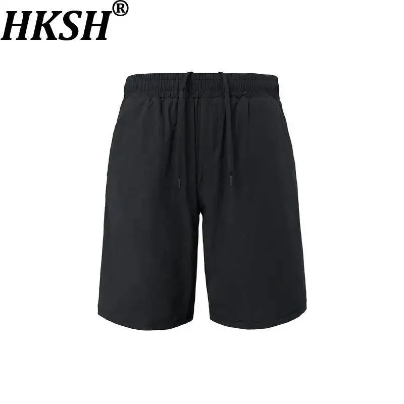 HKSH Summer New Men Tide Chic Ins Shorts Breathable Unisex Casual Half-Length Pants Solid Color Elastic Waistband Capris HK24853