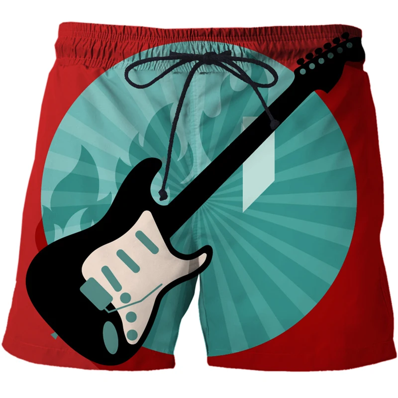 2022 Musical instrument guitar Shorts Printed Swimwear New 3D Beach Shorts Men Women Summer Beach swim shorts Mens Sports