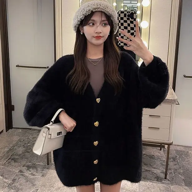 

Свитера Джемперы Кардиганы Женский трикотаж Синель Акрил Плюшевая поверхность Негабаритный домашний салон Мягкий Пушистый Уютный Удобный Повседневный