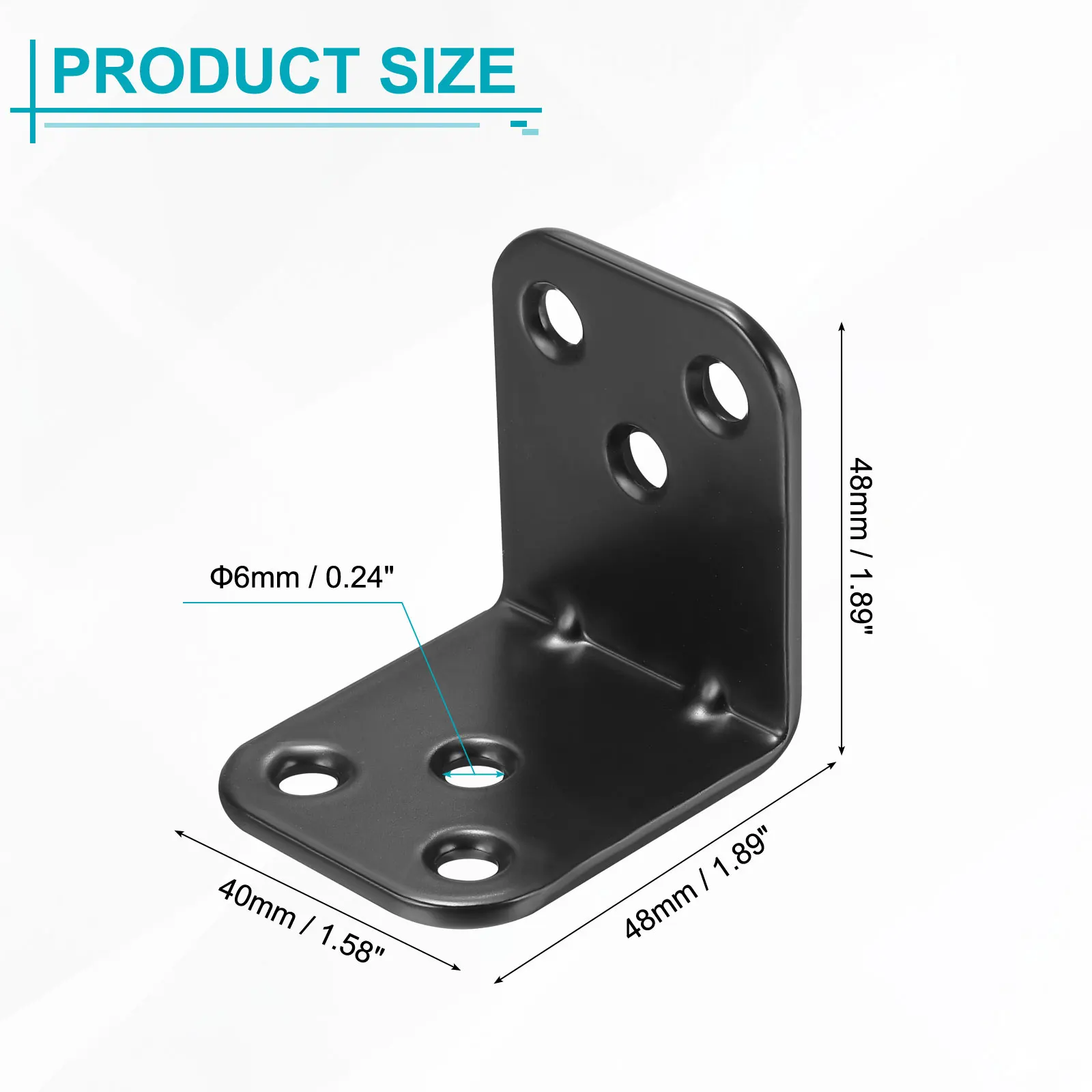 Uxcell 5-50 Set l Corner Bracket Corner Brace Metal Joint Right Angle Brackets Fastener with Screws for Wood Shelves Black