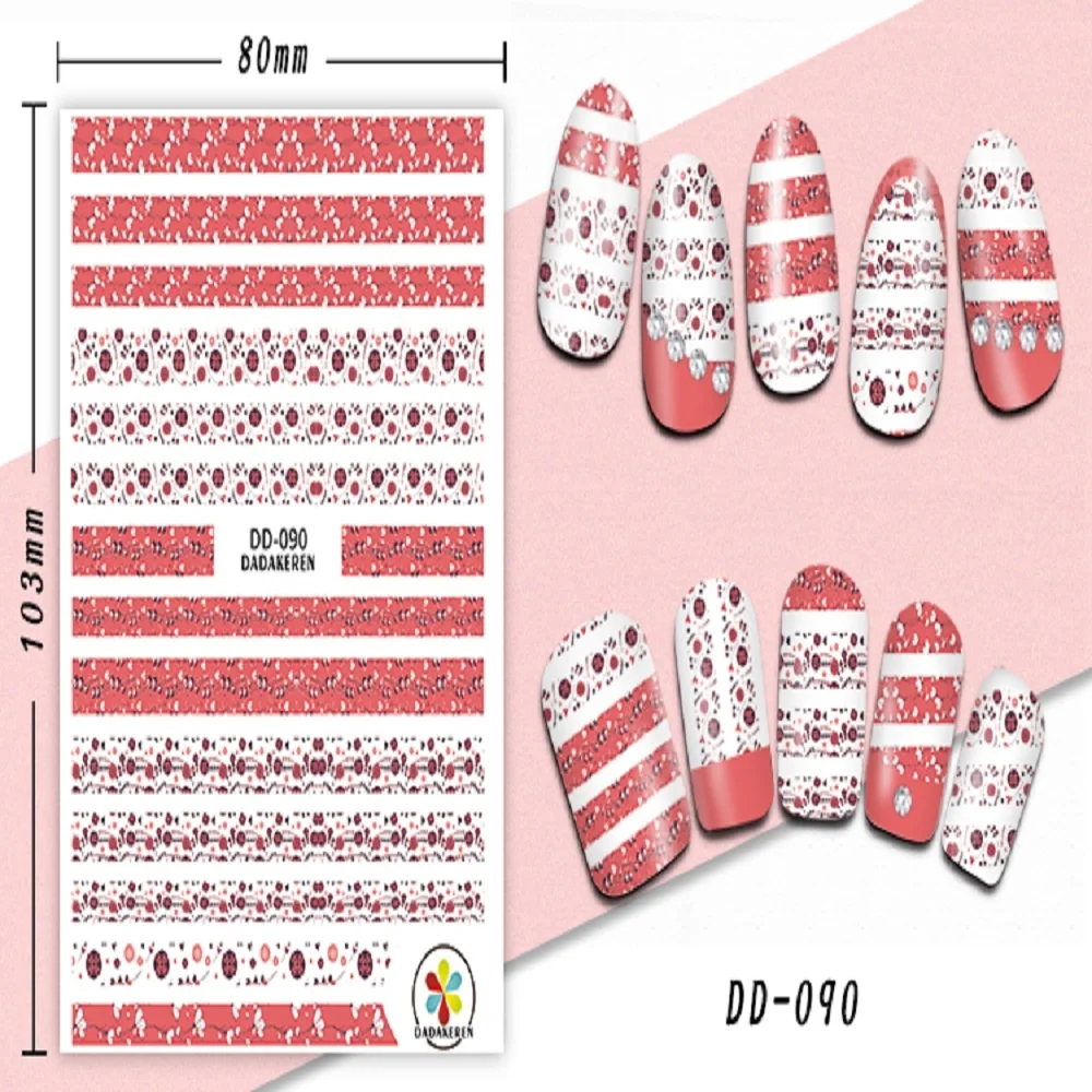 

2025 Random 10pcs Nail Stickers 3D Flat Nail Art Stickers Women DIY Self-Adhesive Manicure Decorative Decals