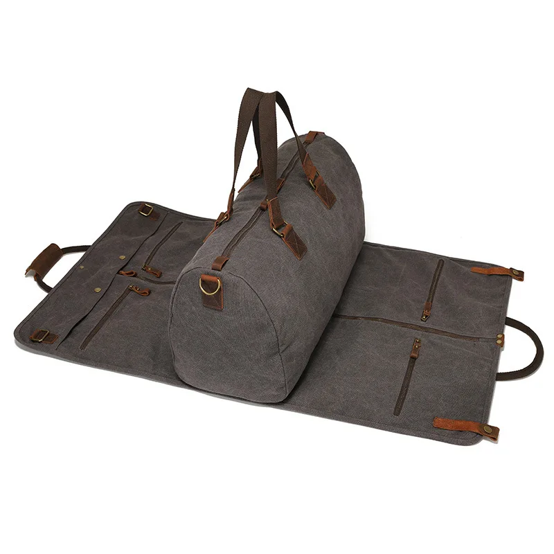 2025 Vintage Duffel Foldable Camping Luggage Waterproof Weekender Travel Suit Duffel Bag Waxed Canvas Garment Duffle Bag for Men