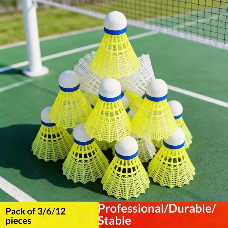Gelbe, strapazierfähige Badminton-Federbälle aus Nylon, 3/6/12 Stück, für Kinder, Erwachsene, zum Training zu Hause, für Anfänger und zum Üben von Badminton. – Detail 15