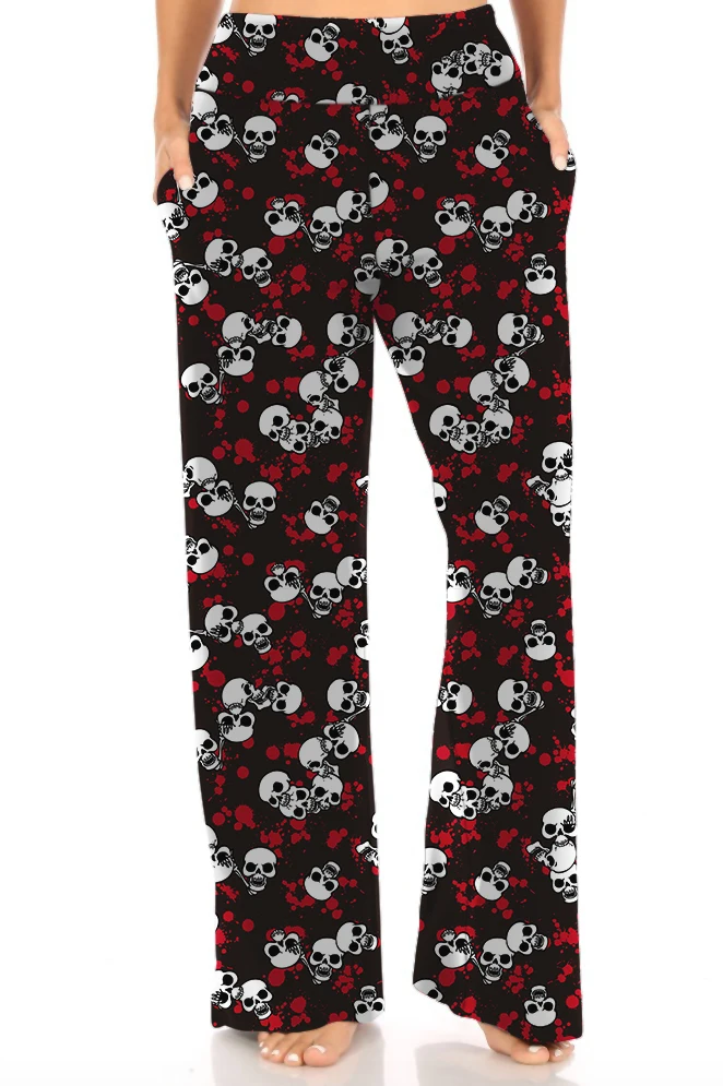 LETSFIND New Lounger Streetwear Women Human Skulls Print Casual Pants High Quaility  Loose Soft Stretch Girls  Pants