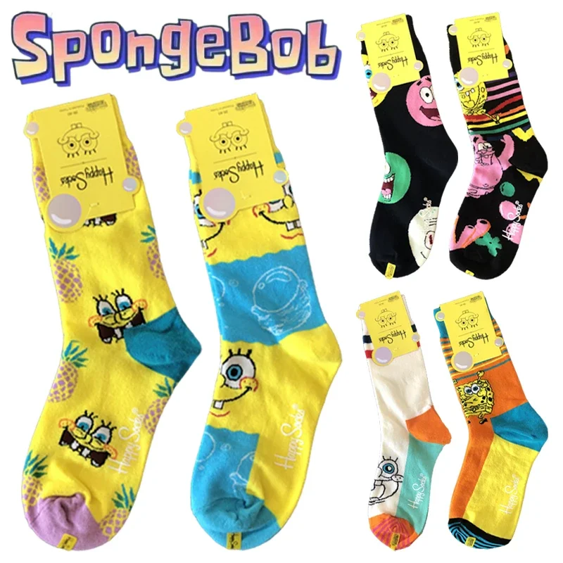 SpongeBob Socks Cartoon Anime Casual Sock Adult Autumn Winter Breathable Sports Socks Men Couples Cotton Cute Long Tub Socks