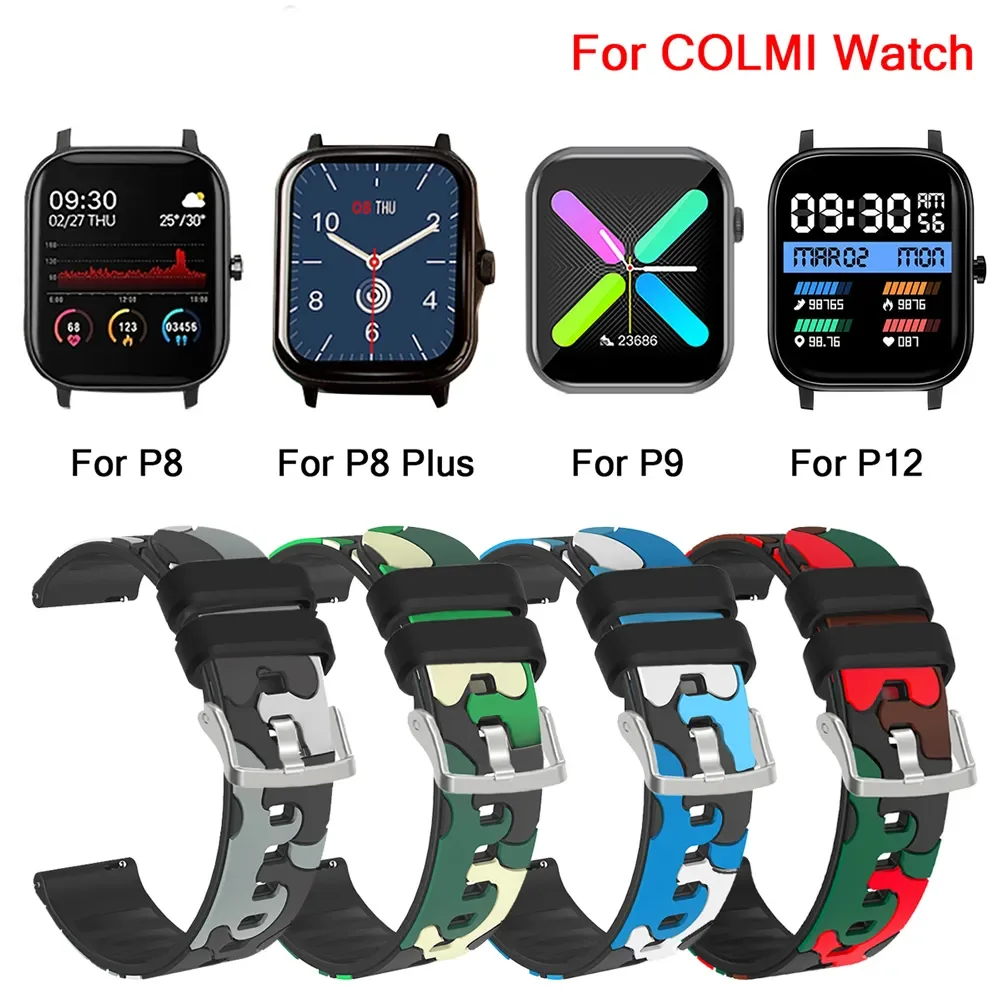 Camouflage Silicone Strap For COLMI P9 P8 Pro SE P10 P11 Smart Watchband Sport Wristband For COLMI V23 Pro/Land 1/Land 2S Correa