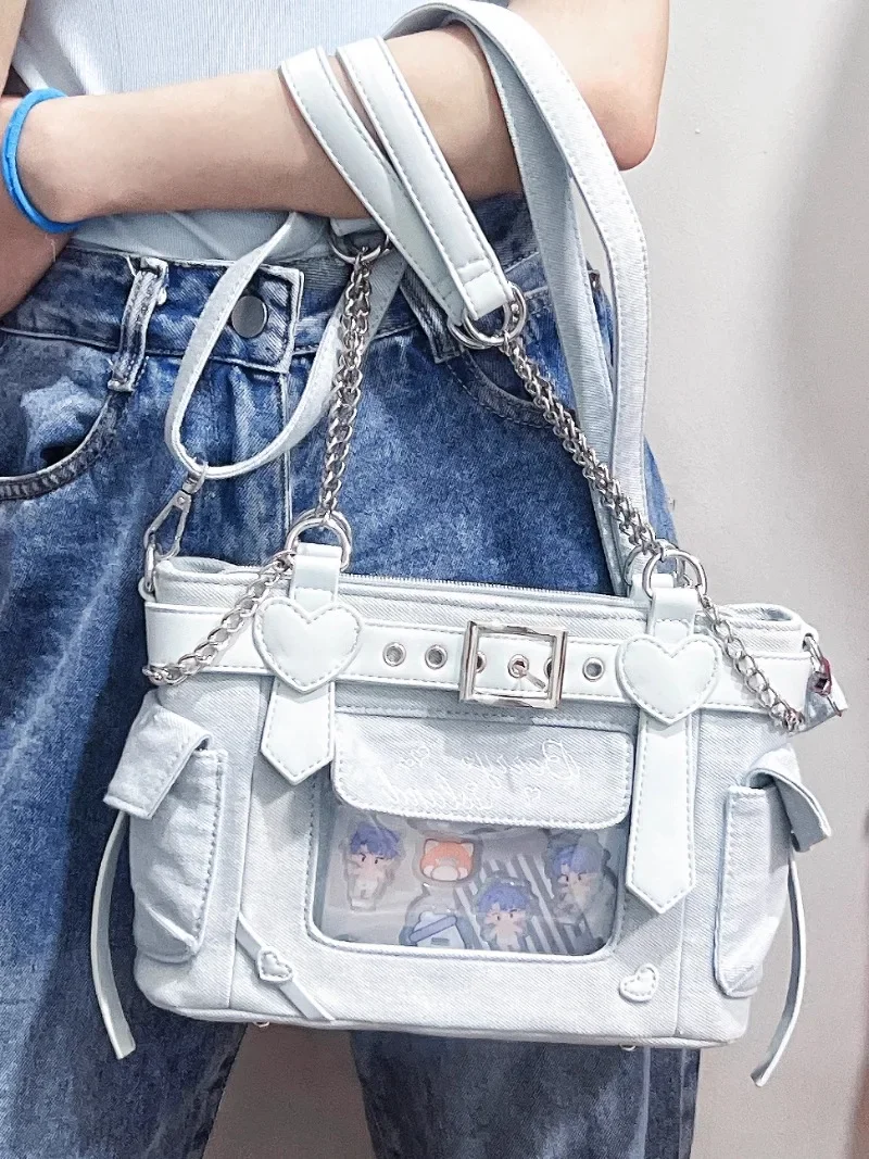 Ita Bag Chic popularne dżinsowe niebieskie torby na ramię dla kobiet słodkie Kawaii torba pod pachami Lolita urocza torba brezentowa Bolsa