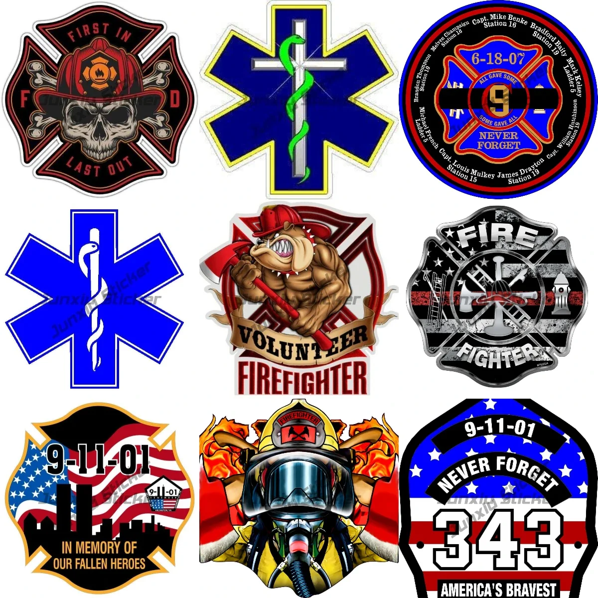 

Fire-Department Logo Sticker American Flag Ems Firefighter Sticker Star of Life Fire Department Symbol Car-Truck-Window Decal