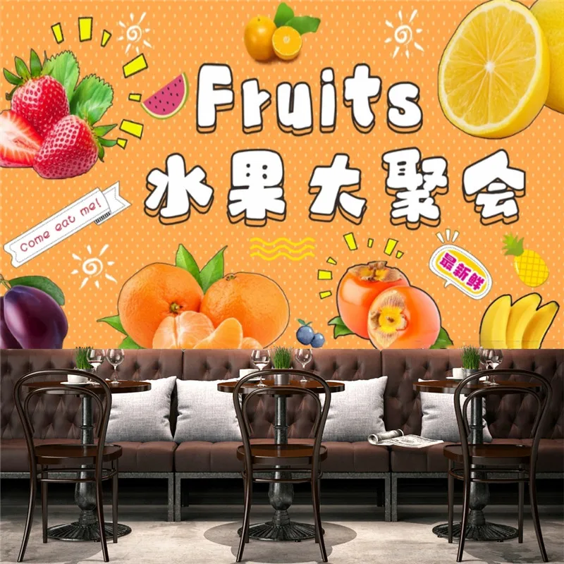 Fruit and Vegetable Restaurant Industrial Decor Wallpaper Supermarket Store Background Wall Papers Mural papel de parede 3D