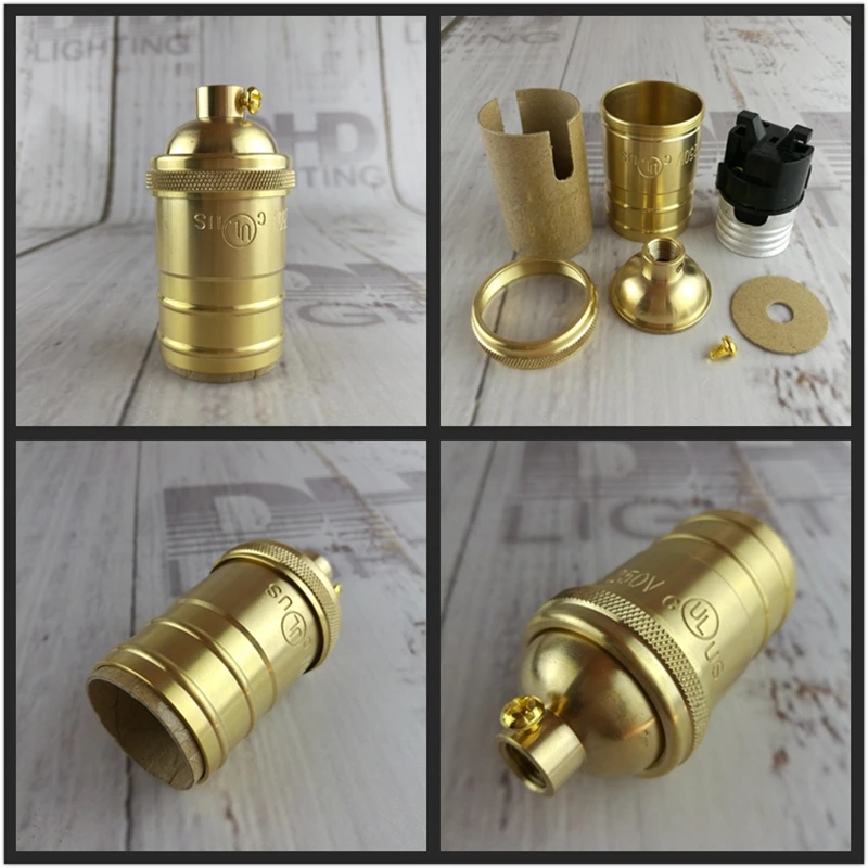 100% brass quality Lamp Holder AC96-250V UL E27 DIY vintage rose Chandelier Lighting Base M10 copper holder light socket